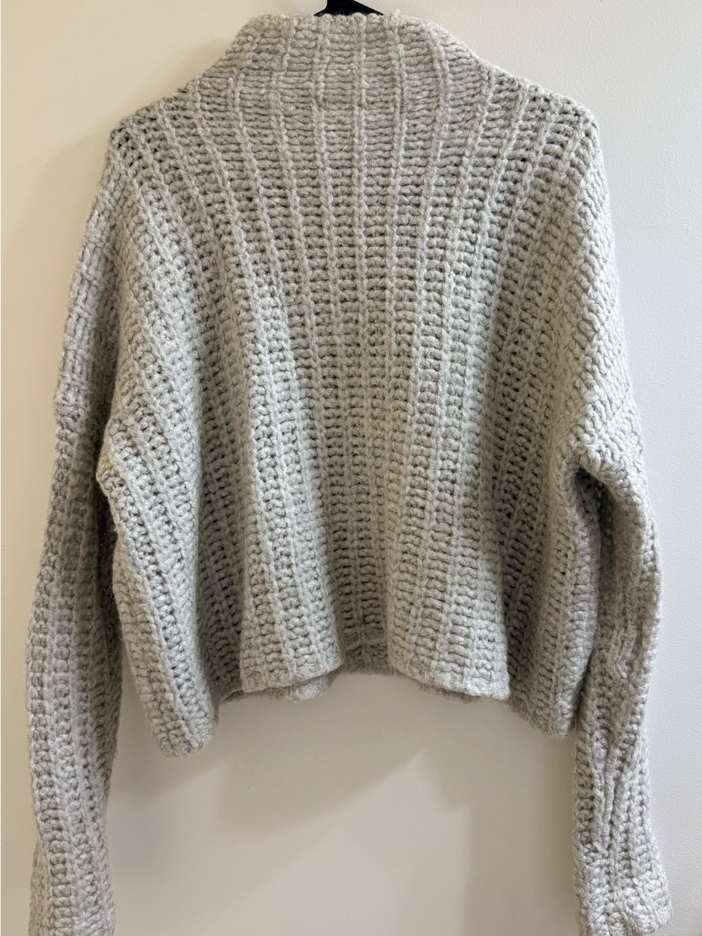 Aerie Chunky Ribbed Mock Neck Fuzzy Sweater Gray Size Medium - Picture 4 of 12